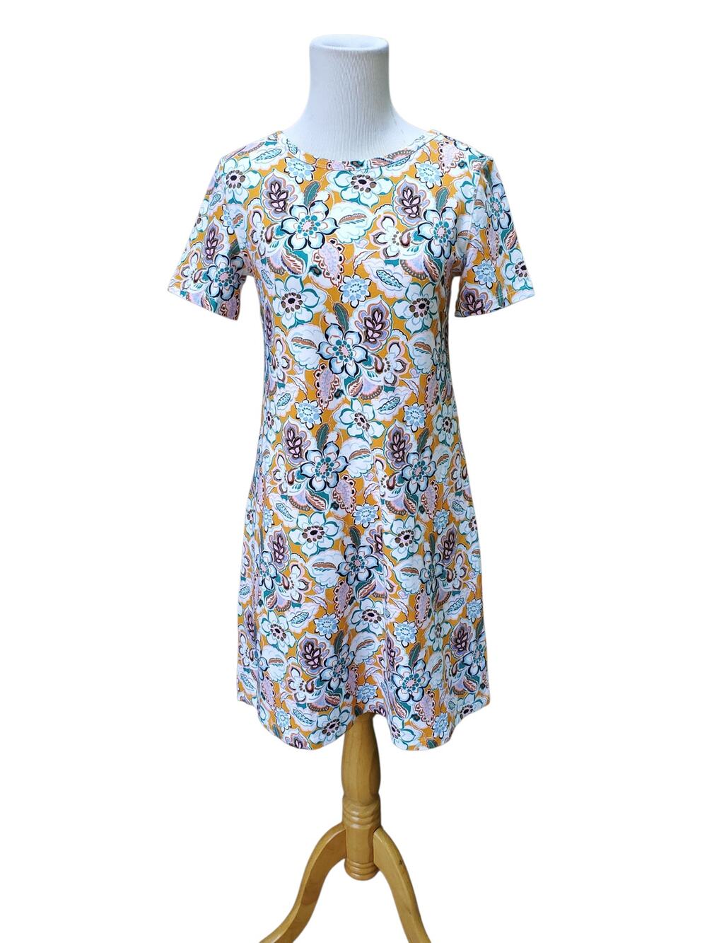 Tyler Böe Tunic Dress Retro Mod Floral Preppy Resort Vacationcore Dopamine Sz XS